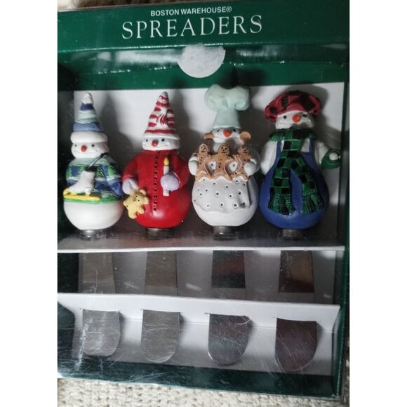Boston Warehouse Snowman Spreader Set Of 4 Let it Snow - Picture 3 of 5
